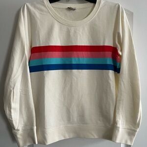 J. Crew Cream Sweatshirt with Red and Blue Stripes